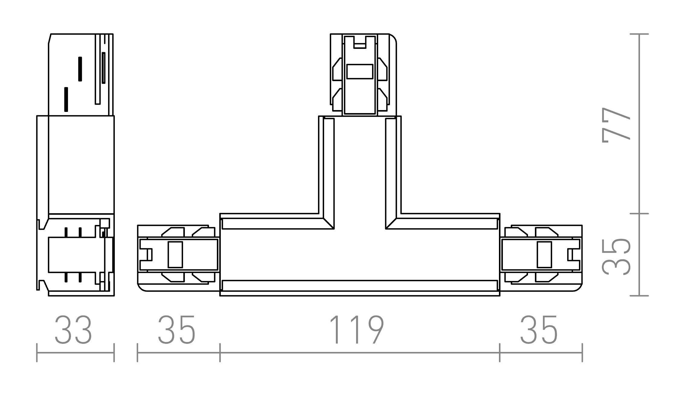EUTRAC T łącznik lewy lampa - Product sketch