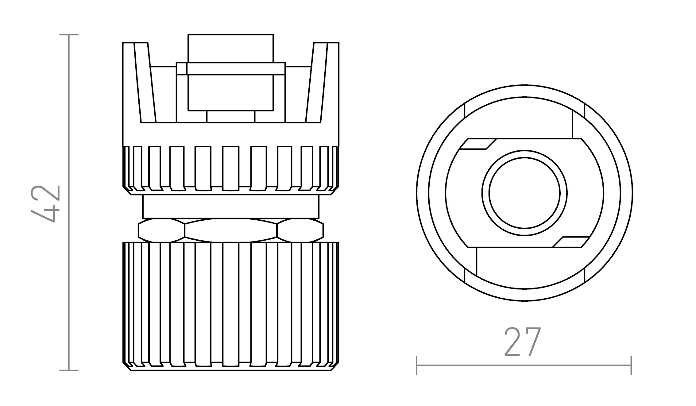 EUTRAC mekanisk adapter - Product sketch