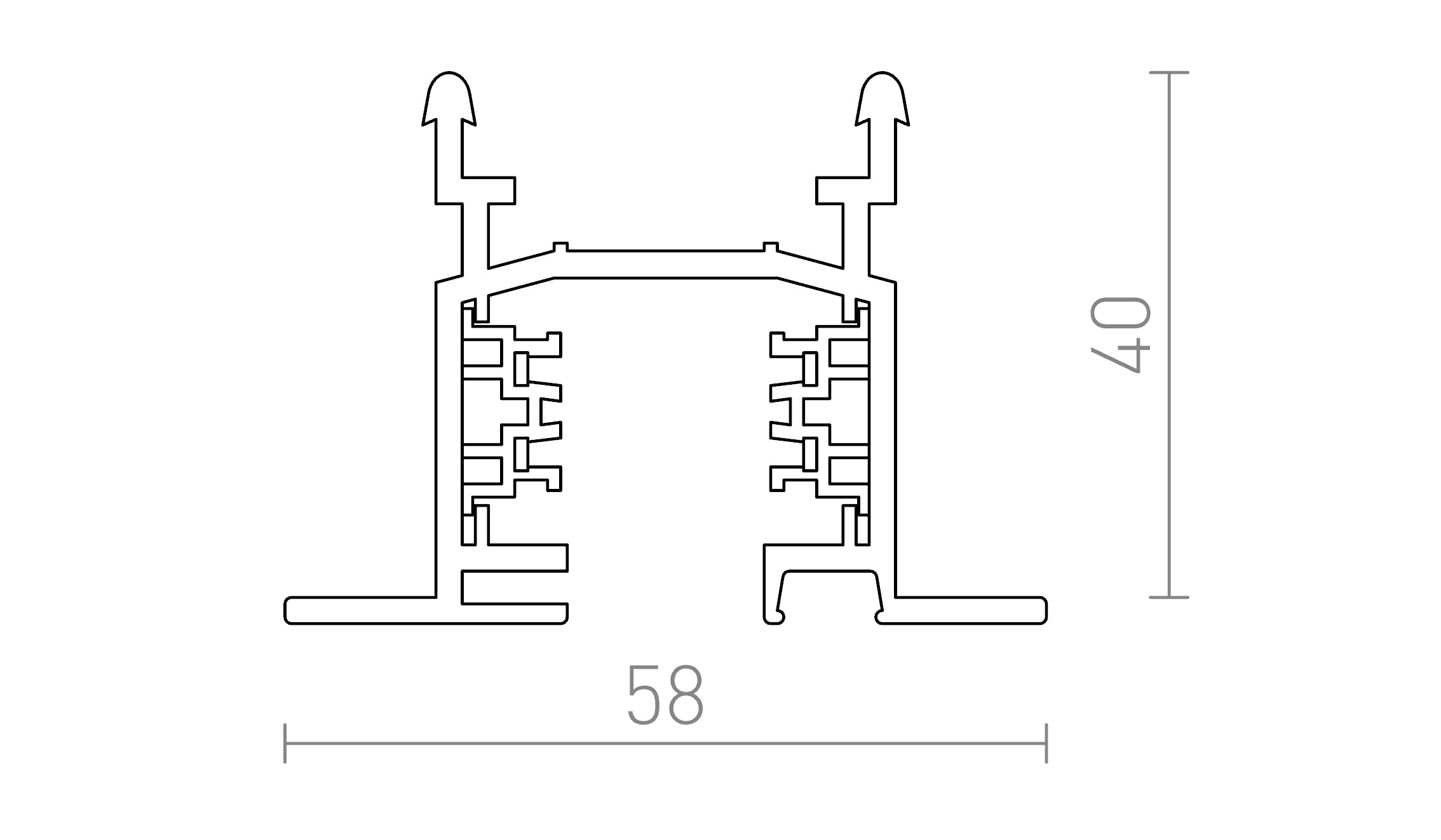 EUTRAC 2m binario trifase da incasso lampada - Product sketch