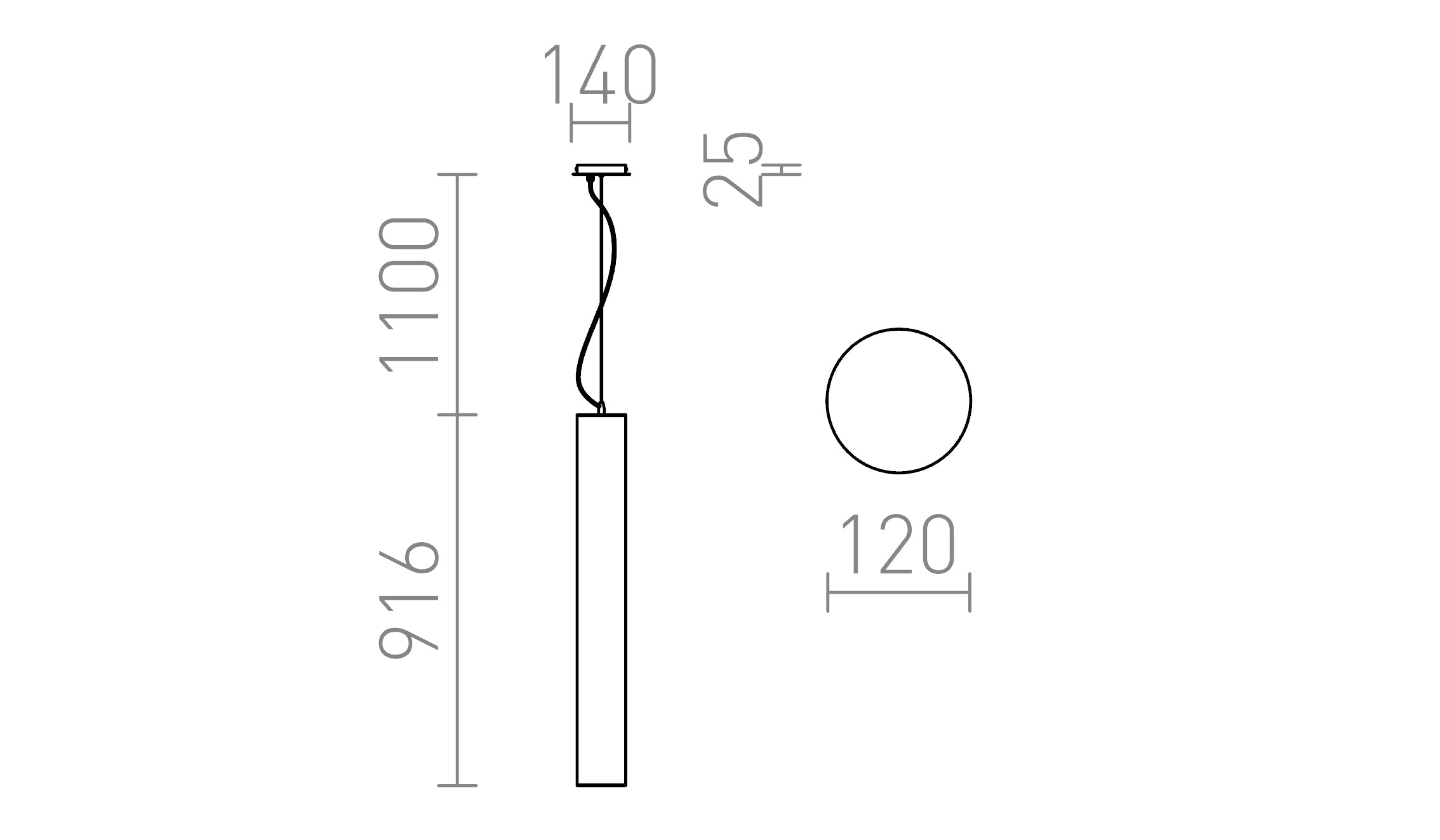 TOMBA pendel lampa - Product sketch