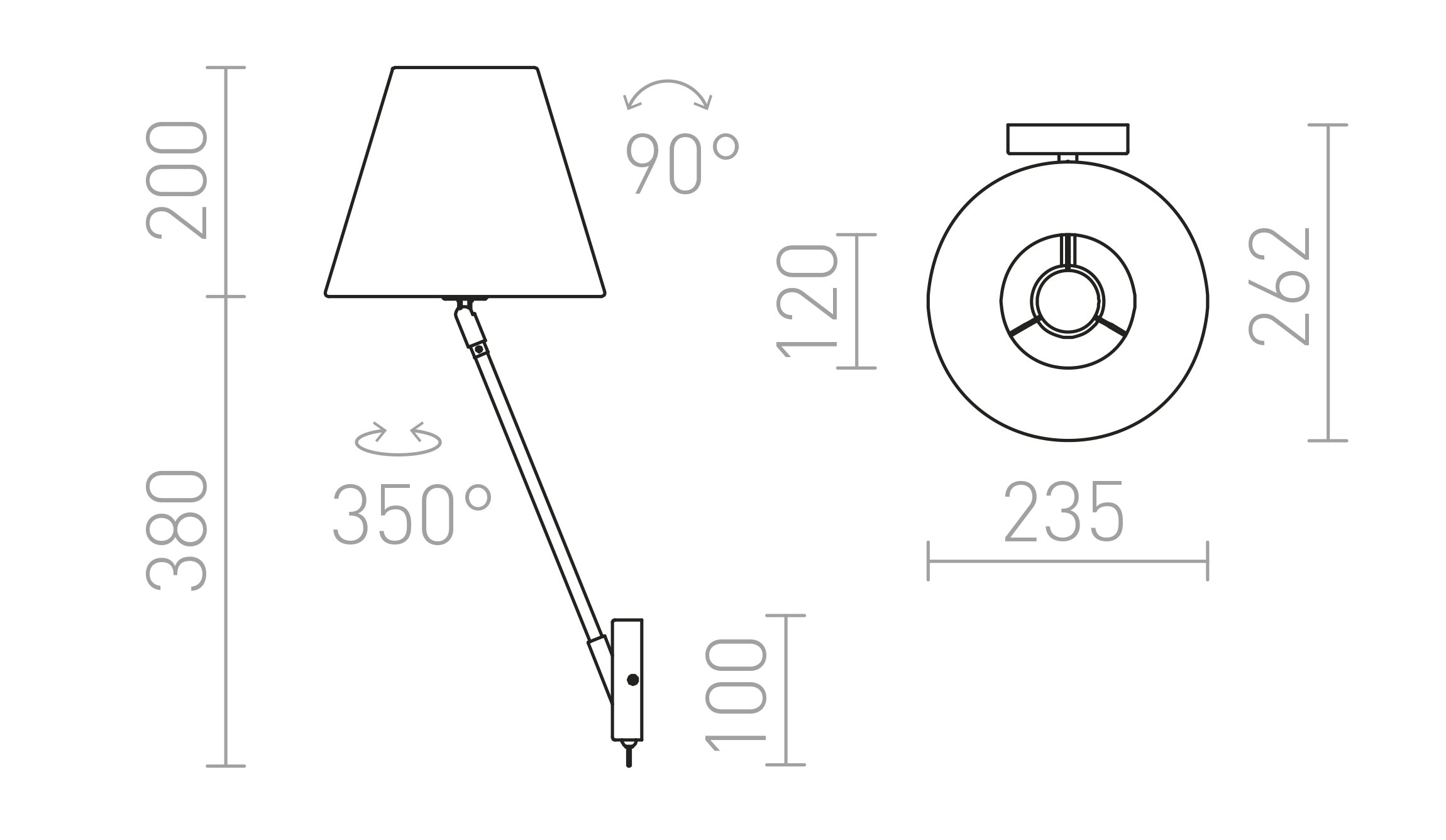 SILENCE stenska lampa - Product sketch