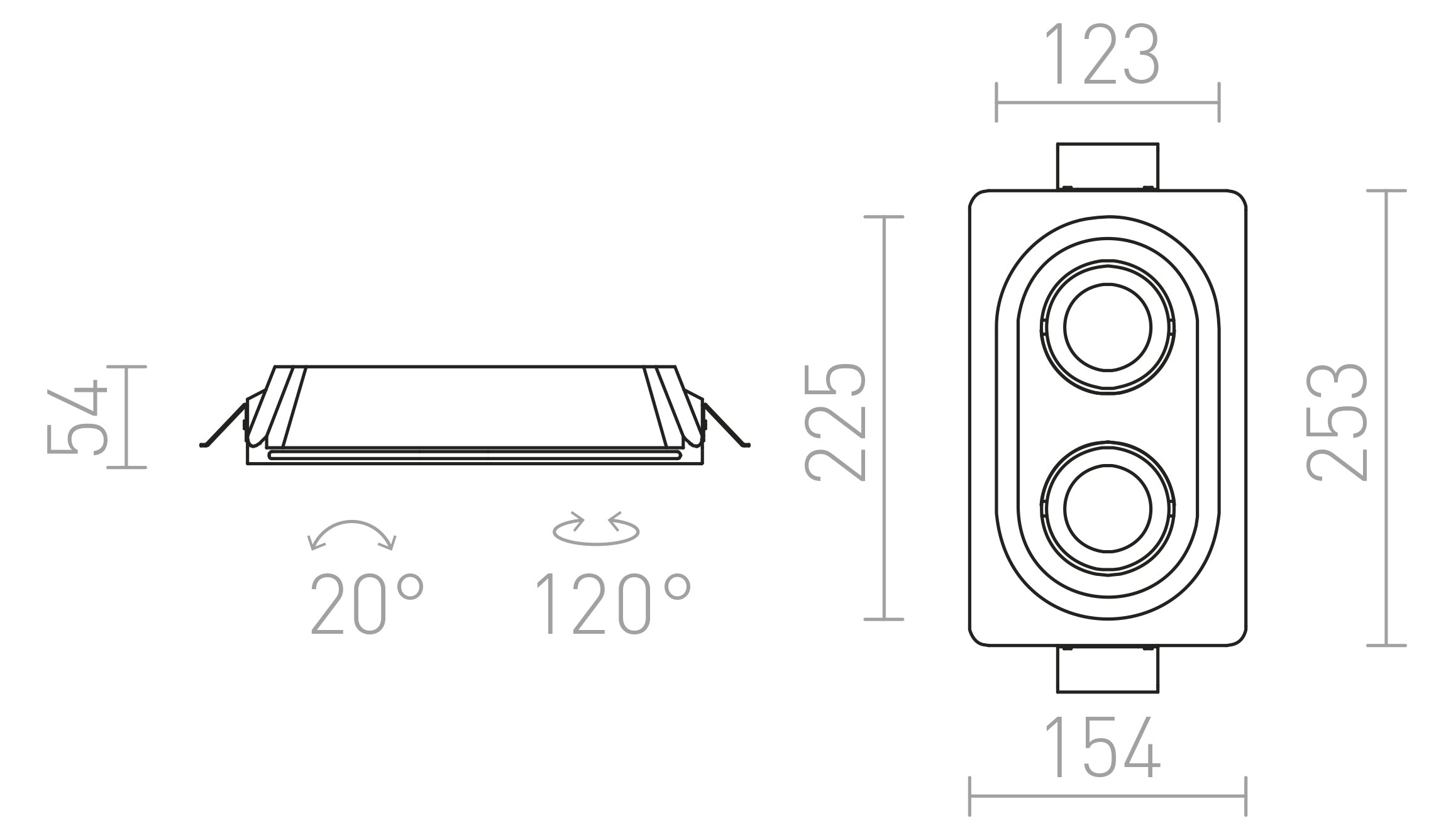 DINGO GU10 II directional lamp - Product sketch