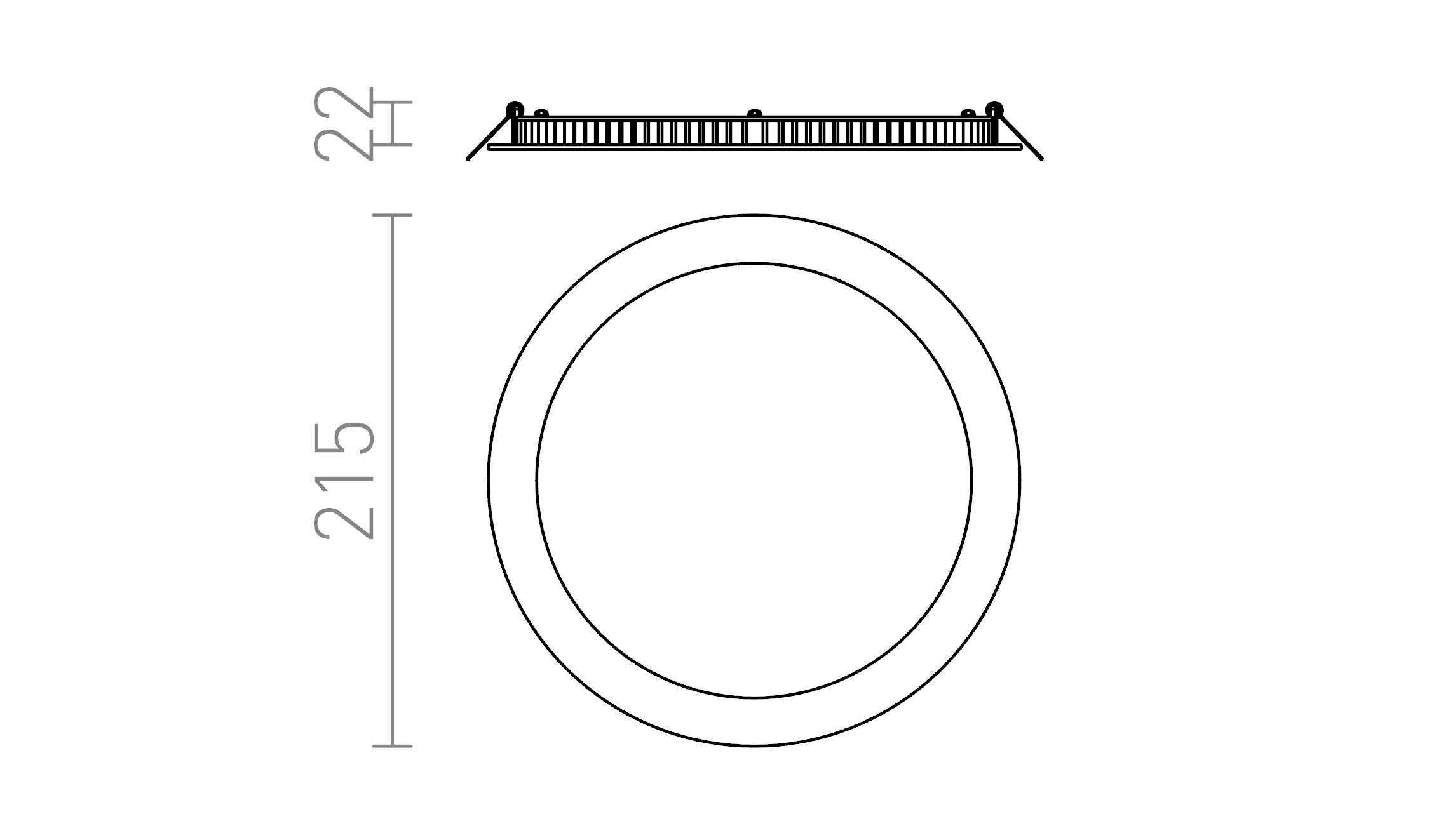 SLENDER R 22 infälld lampa - Product sketch
