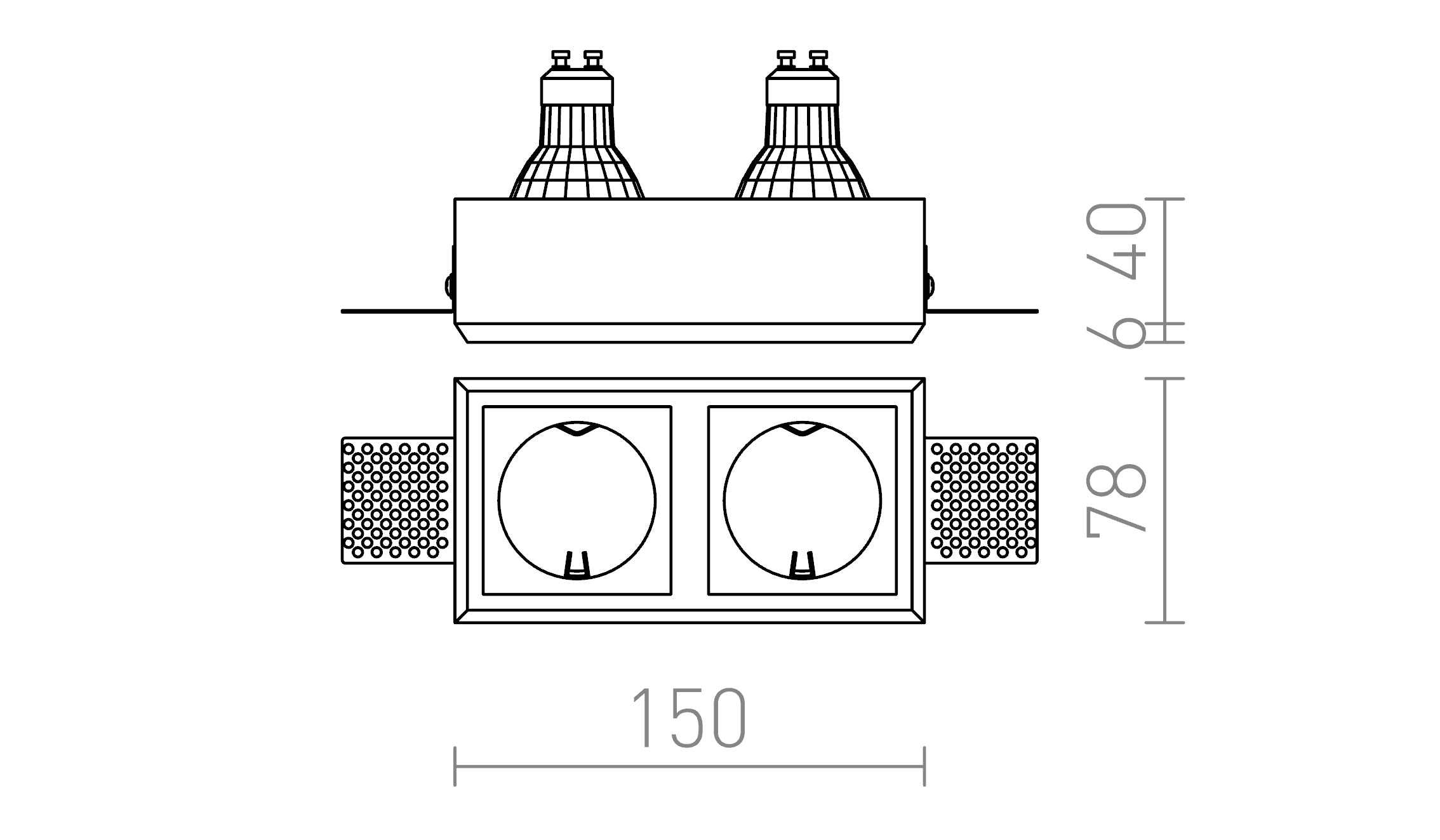 QUO SQ II recessed lamp - Product sketch