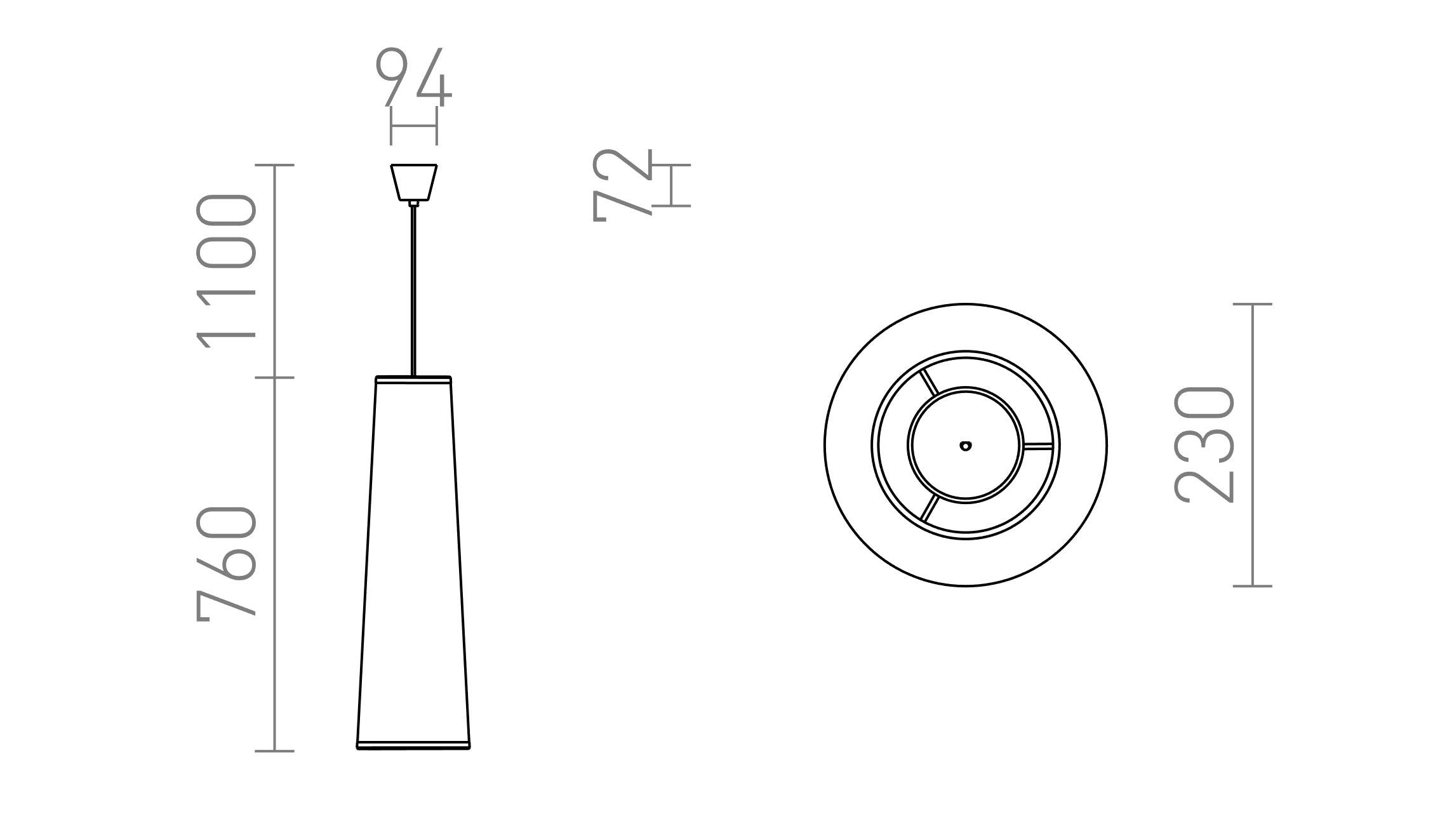 ESME 76 viseča lampa - Product sketch