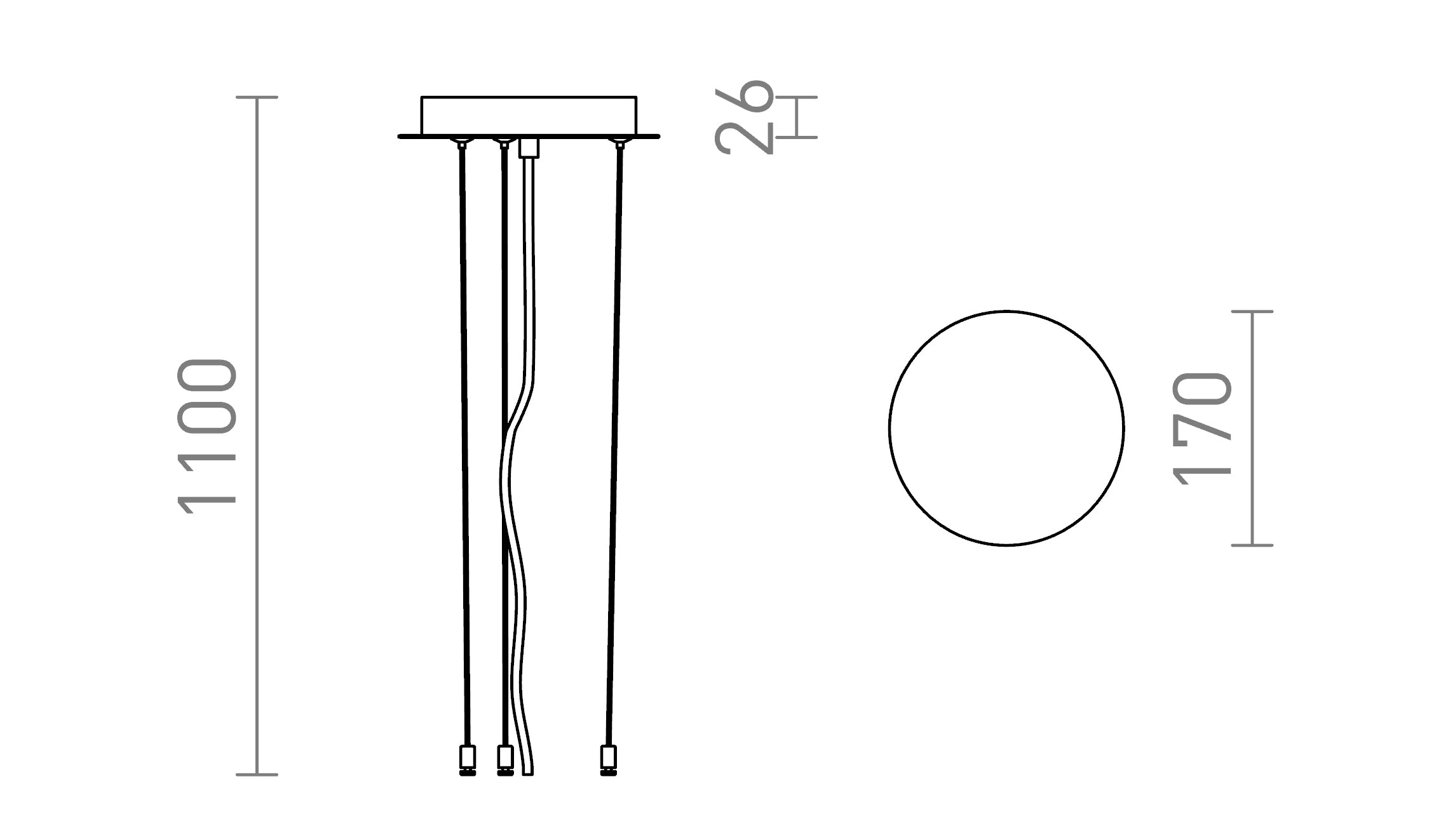 MEZZO 40/60 závesná súprava lampa - Product sketch