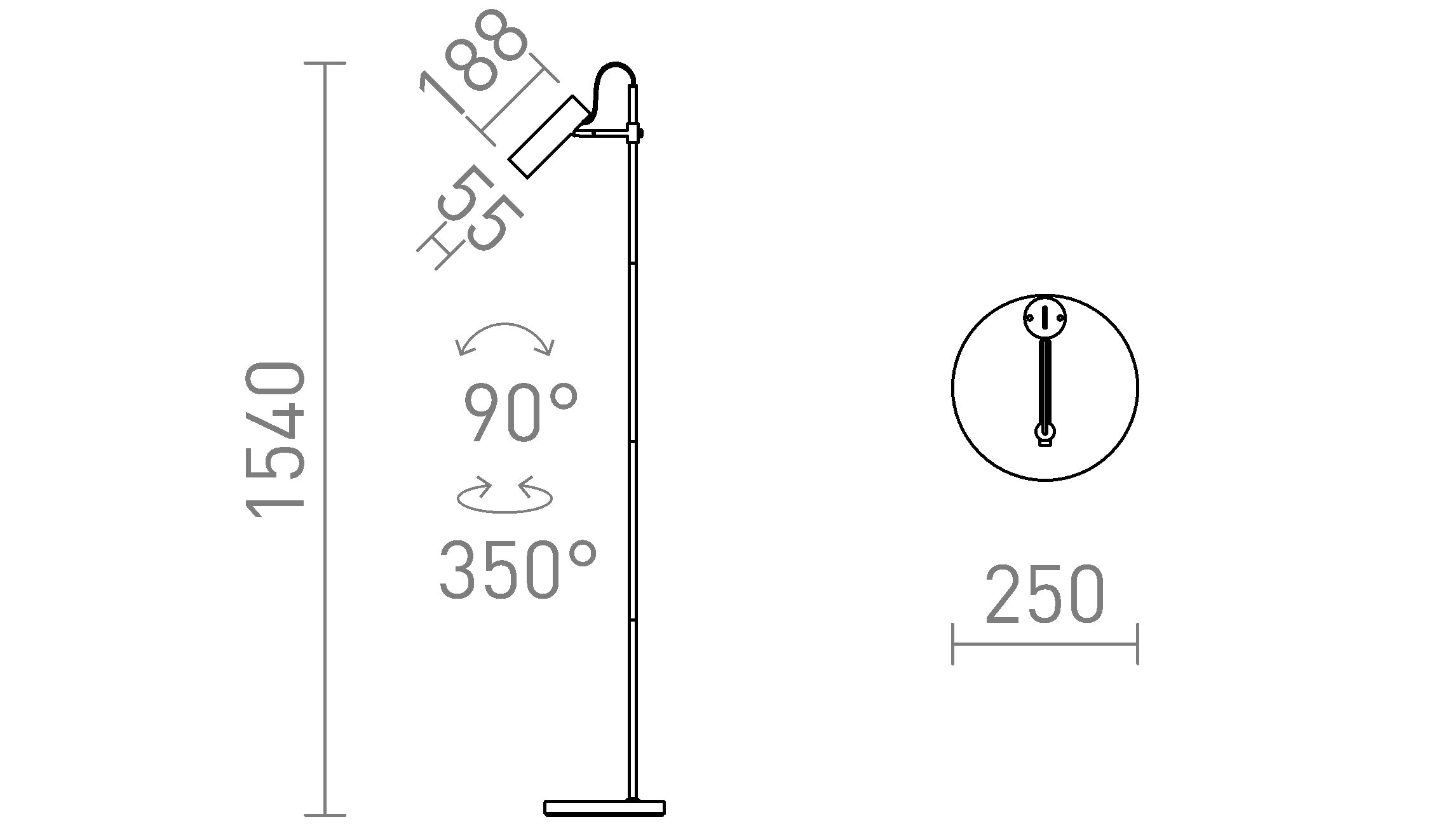 VARIA golvlampa lampa - Product sketch