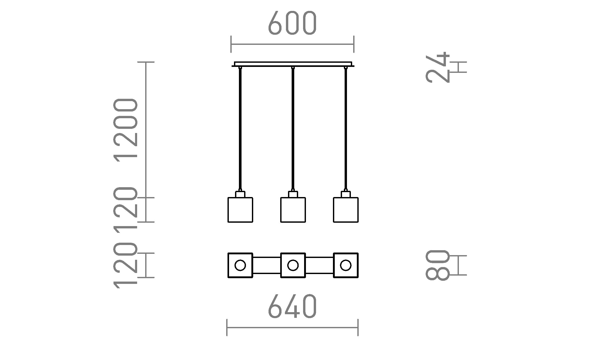 DADOS III 60 viseča lampa - Product sketch