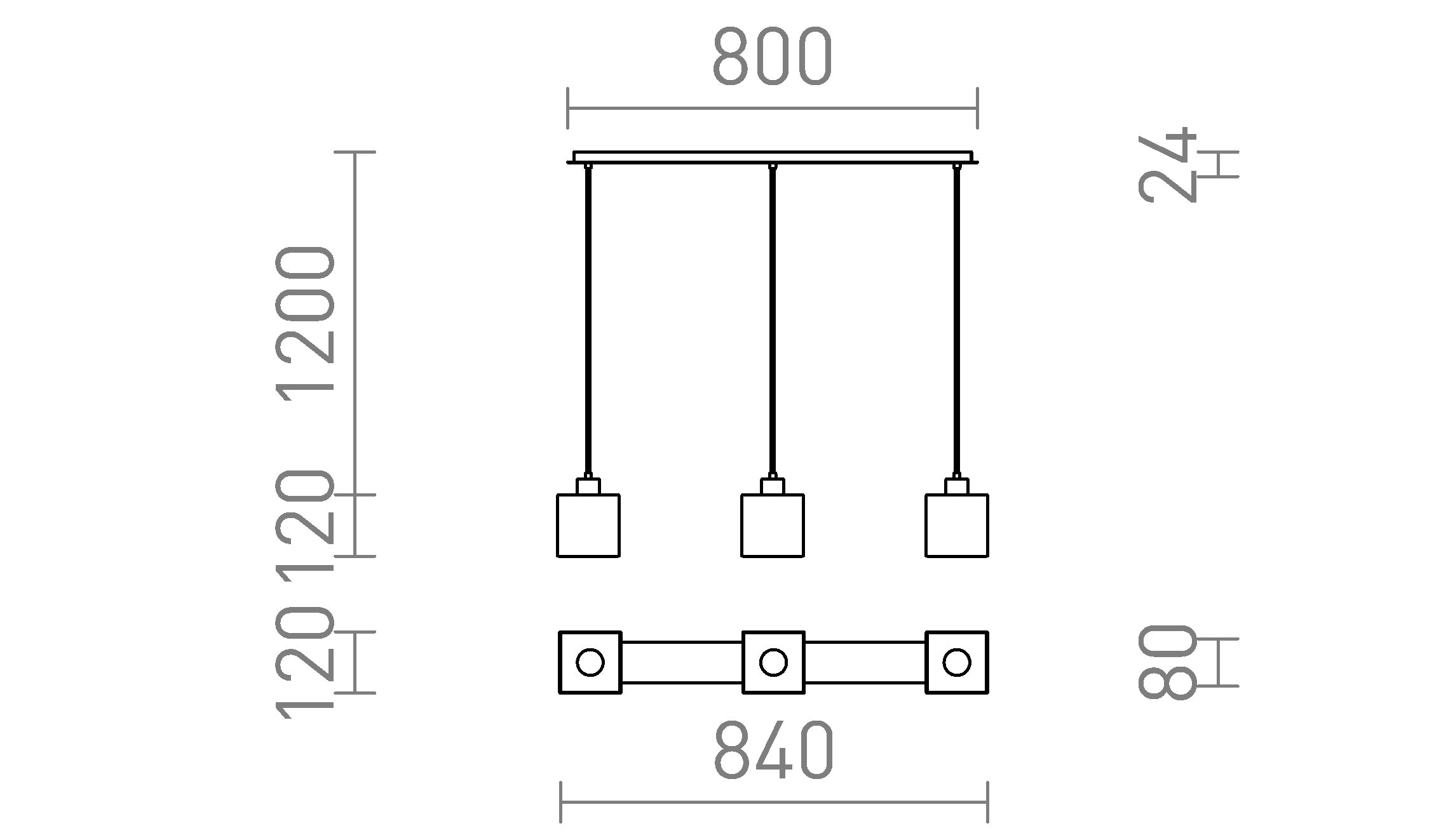 DADOS III 80 a sospensione lampada - Product sketch