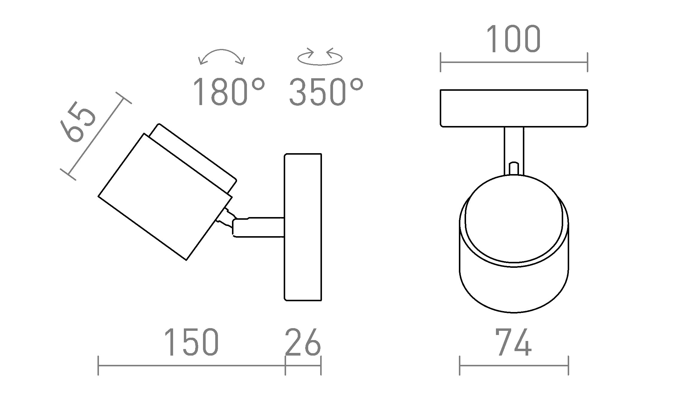 NOVA I Επιτοίχιος λαμπτήρας - Product sketch