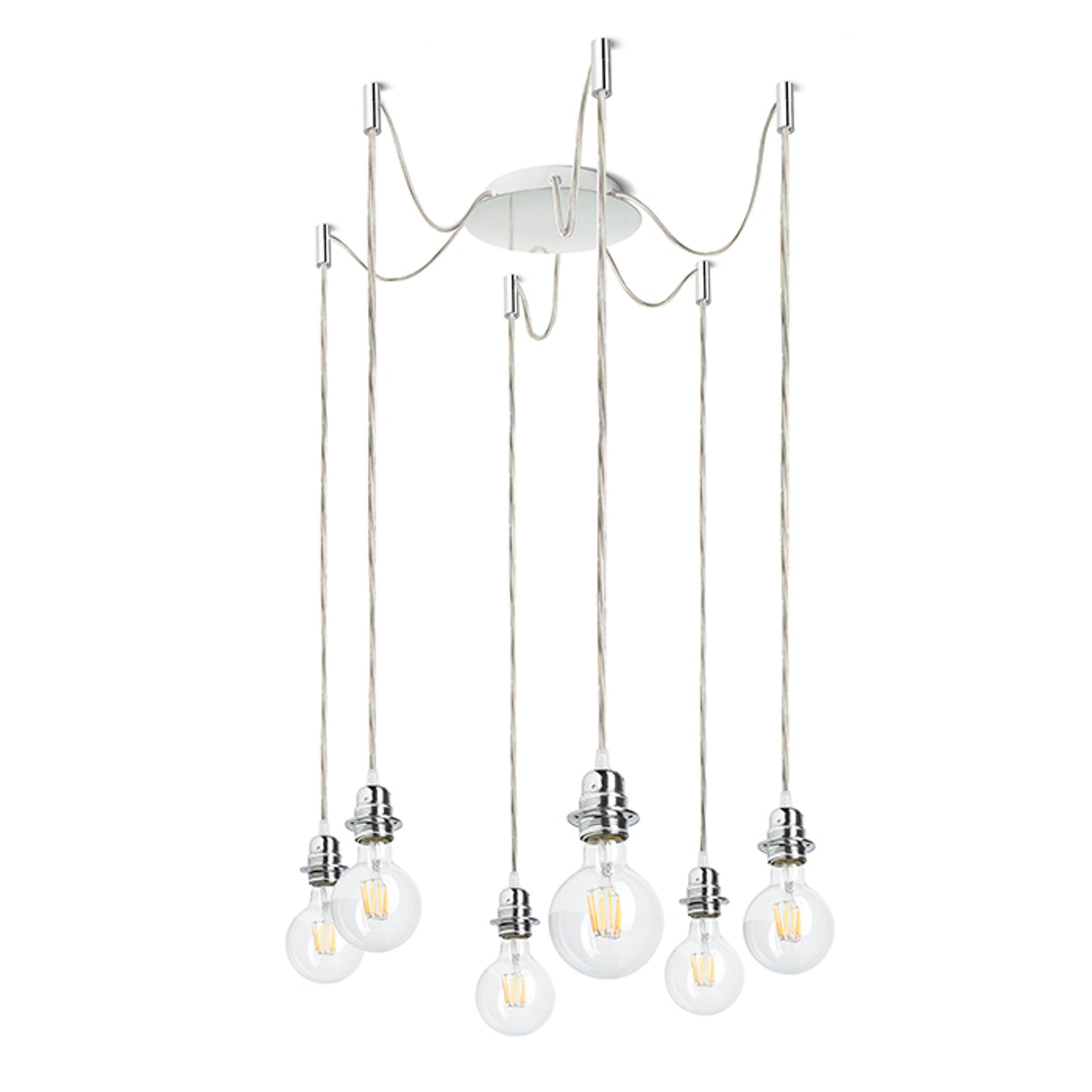 RENDL shades, shade bases, pendent sets KOMBIX 6 pendant set CHB+TC+CHF 230V LED E27 6x15W R11789 1