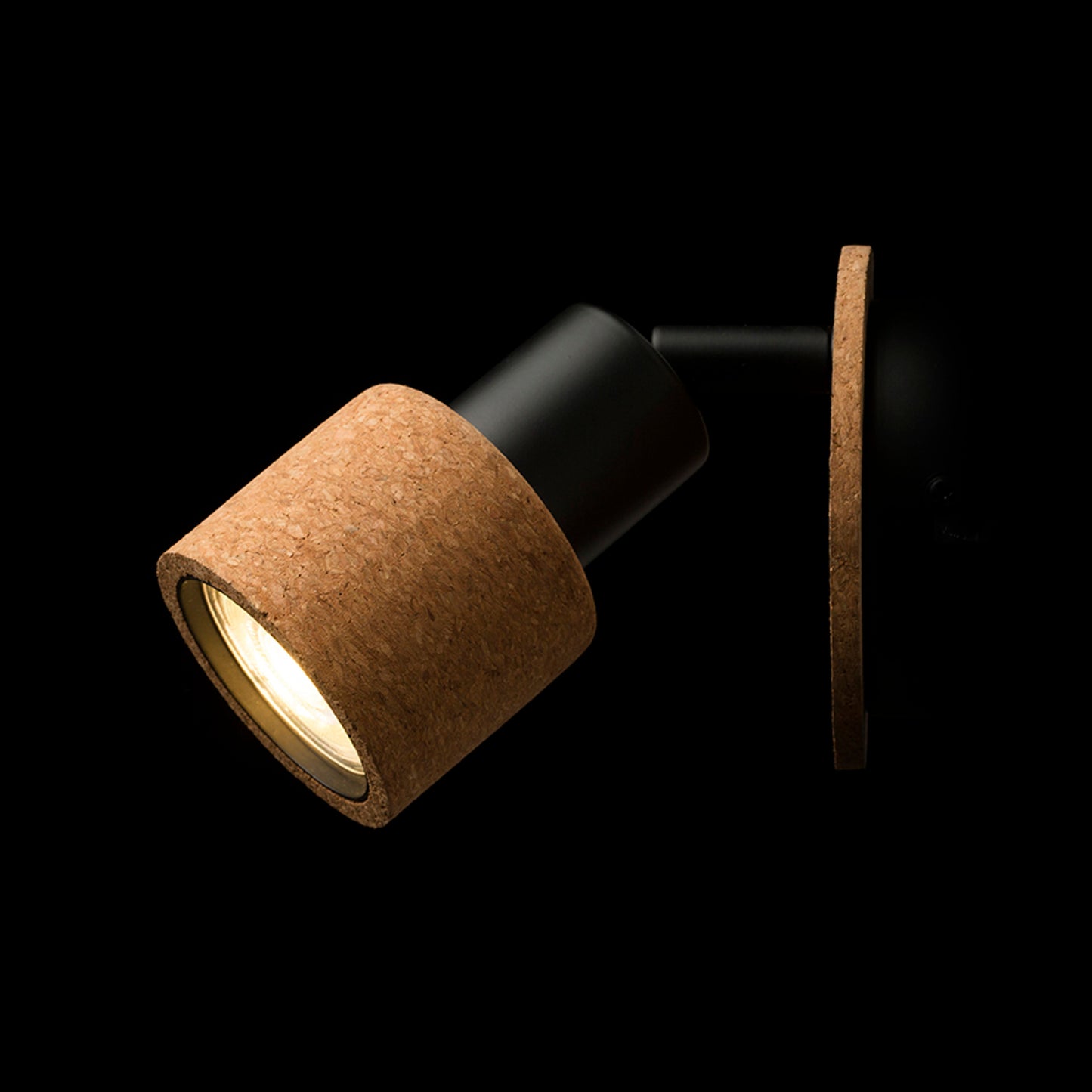 RENDL spotlight ASTRA wall cork/black 230V LED GU10 4.5W R14464 3