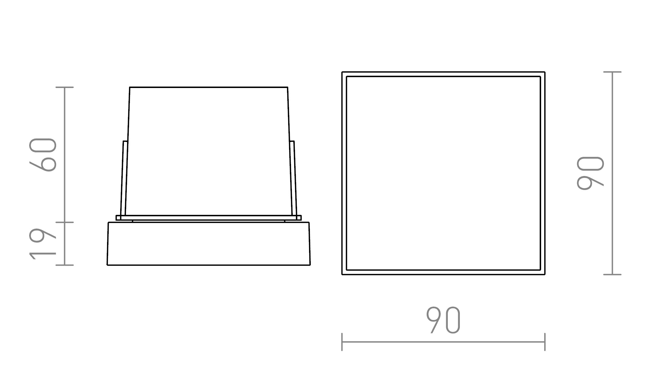 DEJAVU SQ 9 recessed lamp - Product sketch