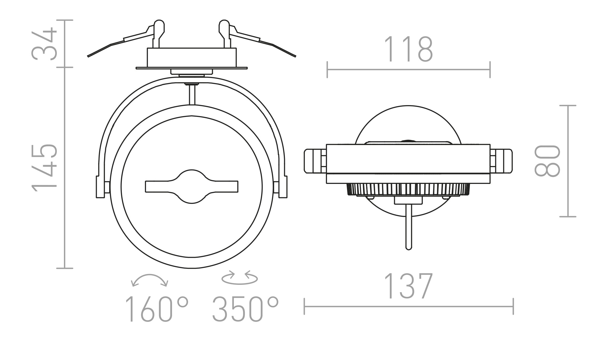 KELLY LED DIMM полувградена лампа - Product sketch