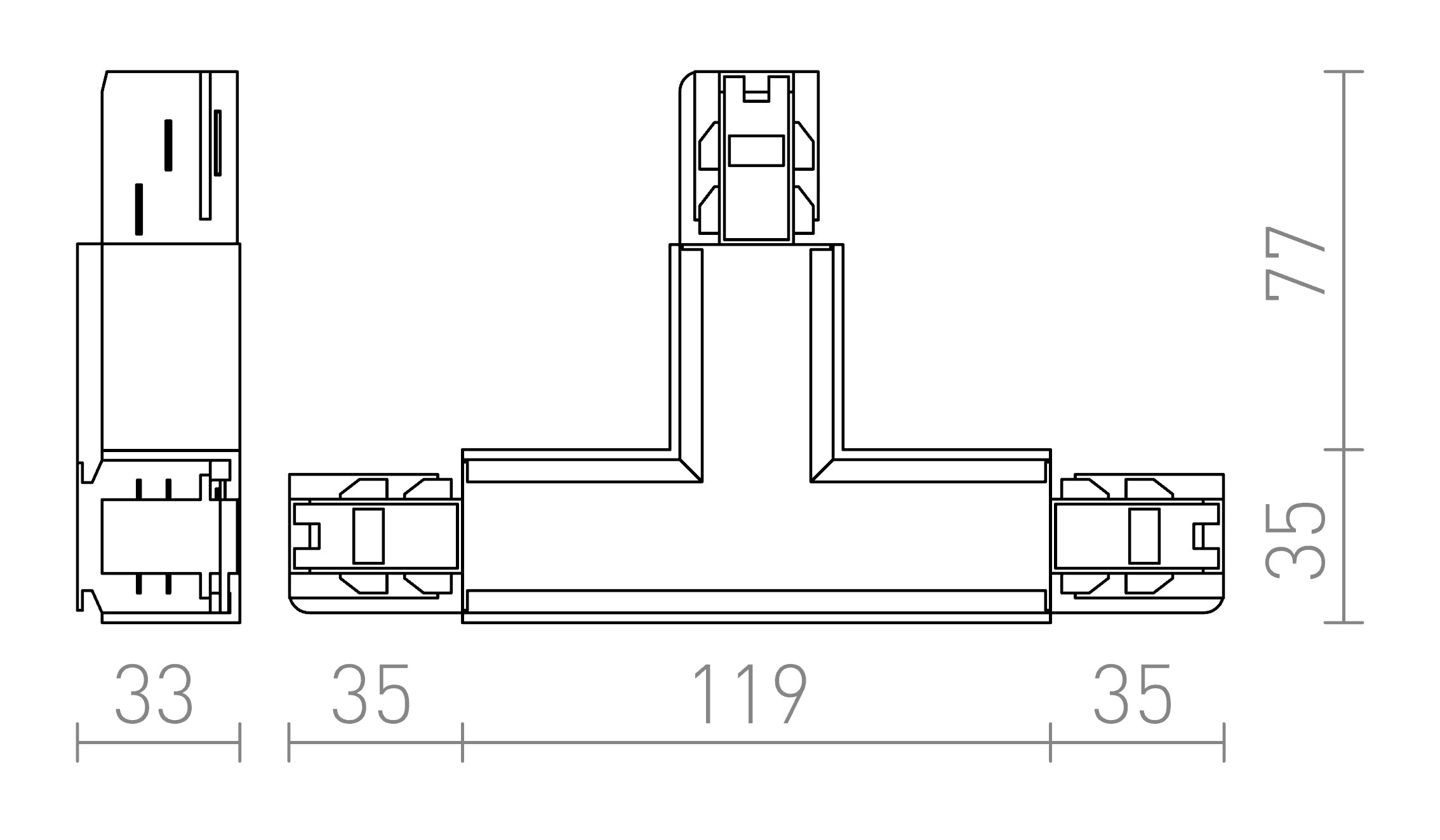 EUTRAC T συνδετήρας, δεξιά πολικότητα λαμπτήρας - Product sketch