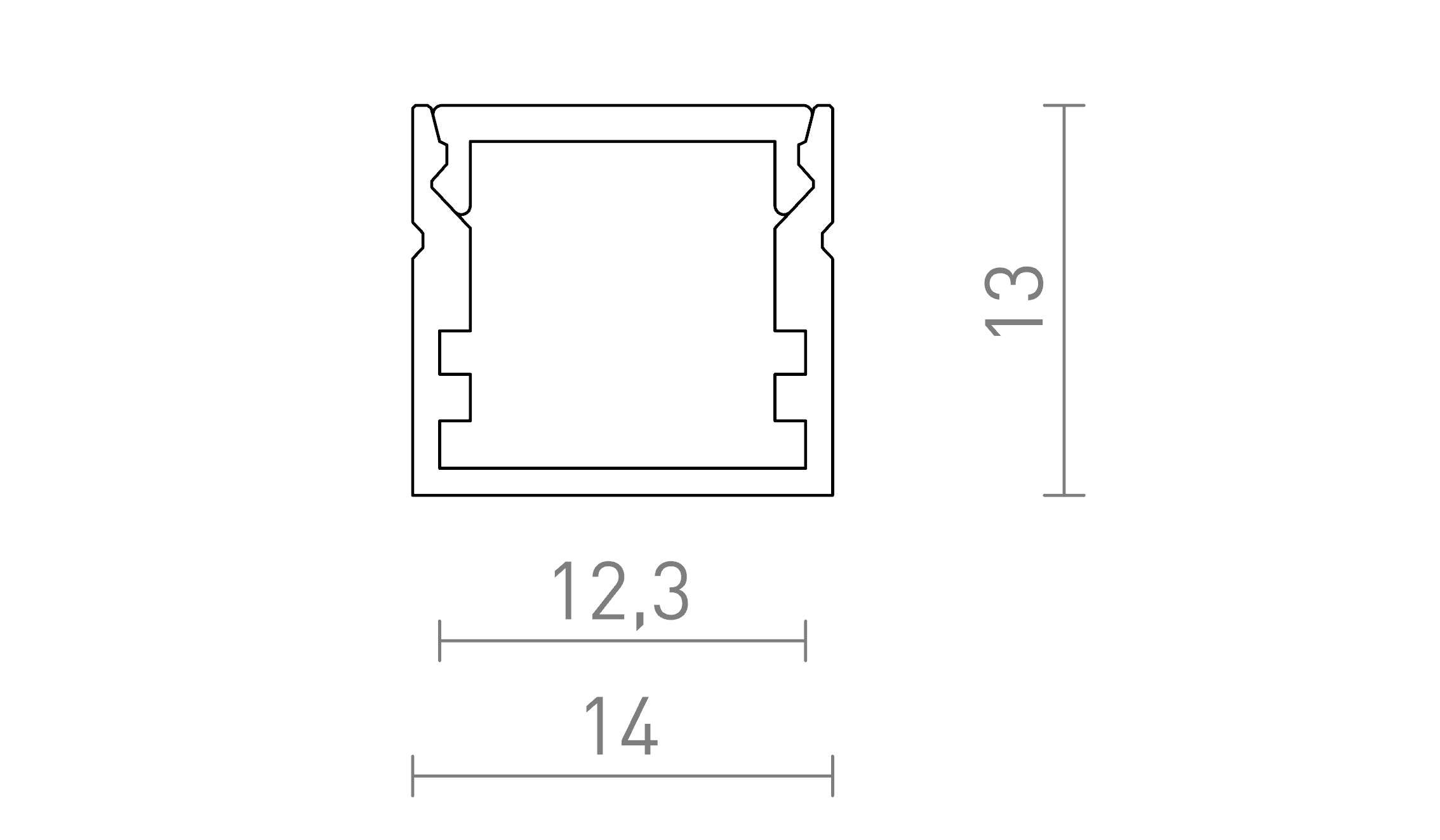 LED PROFILE C surface mounted 1m - Product sketch