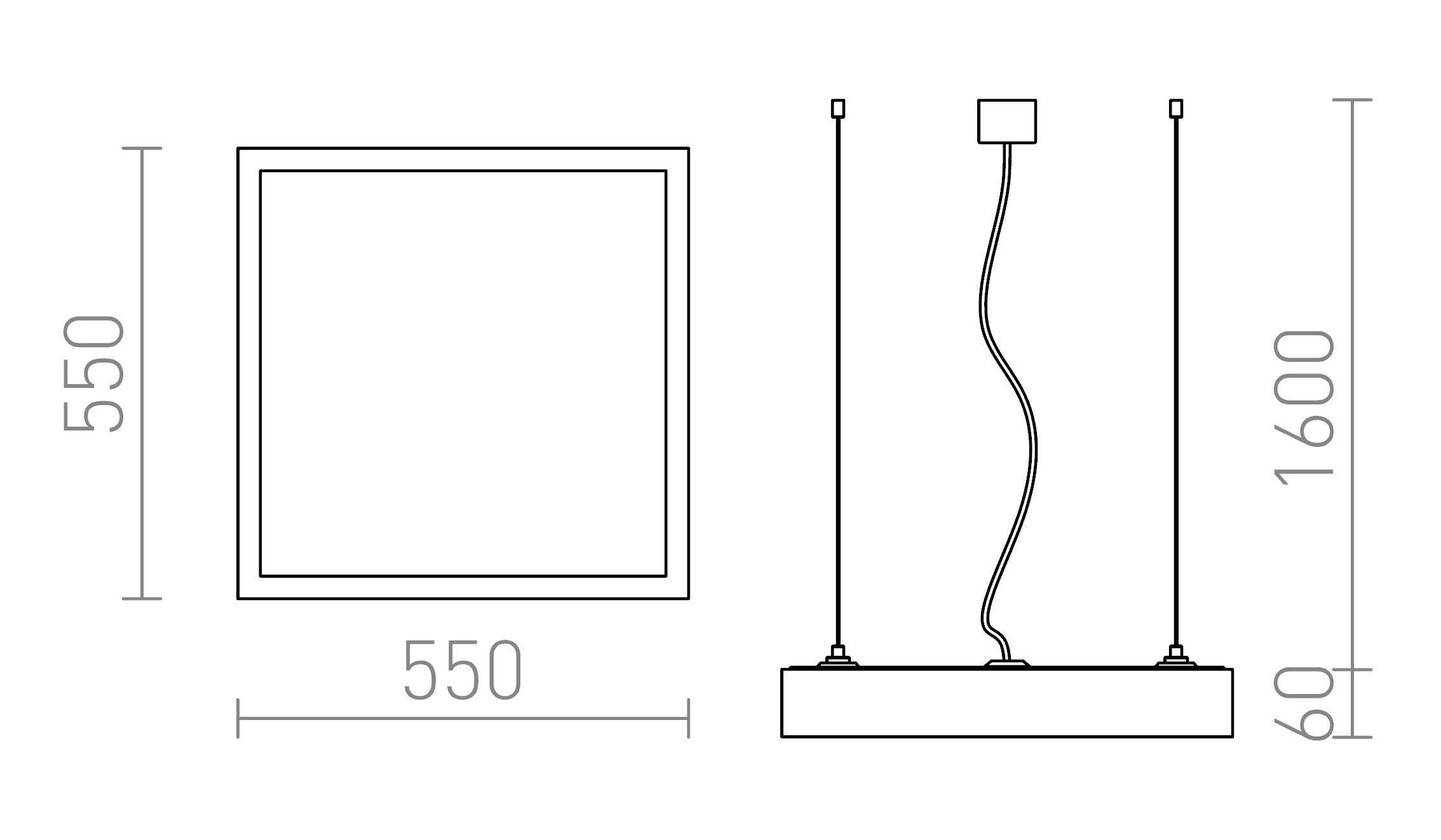 STRUCTURAL LED ВИСЯЩА 55X55 - Product sketch