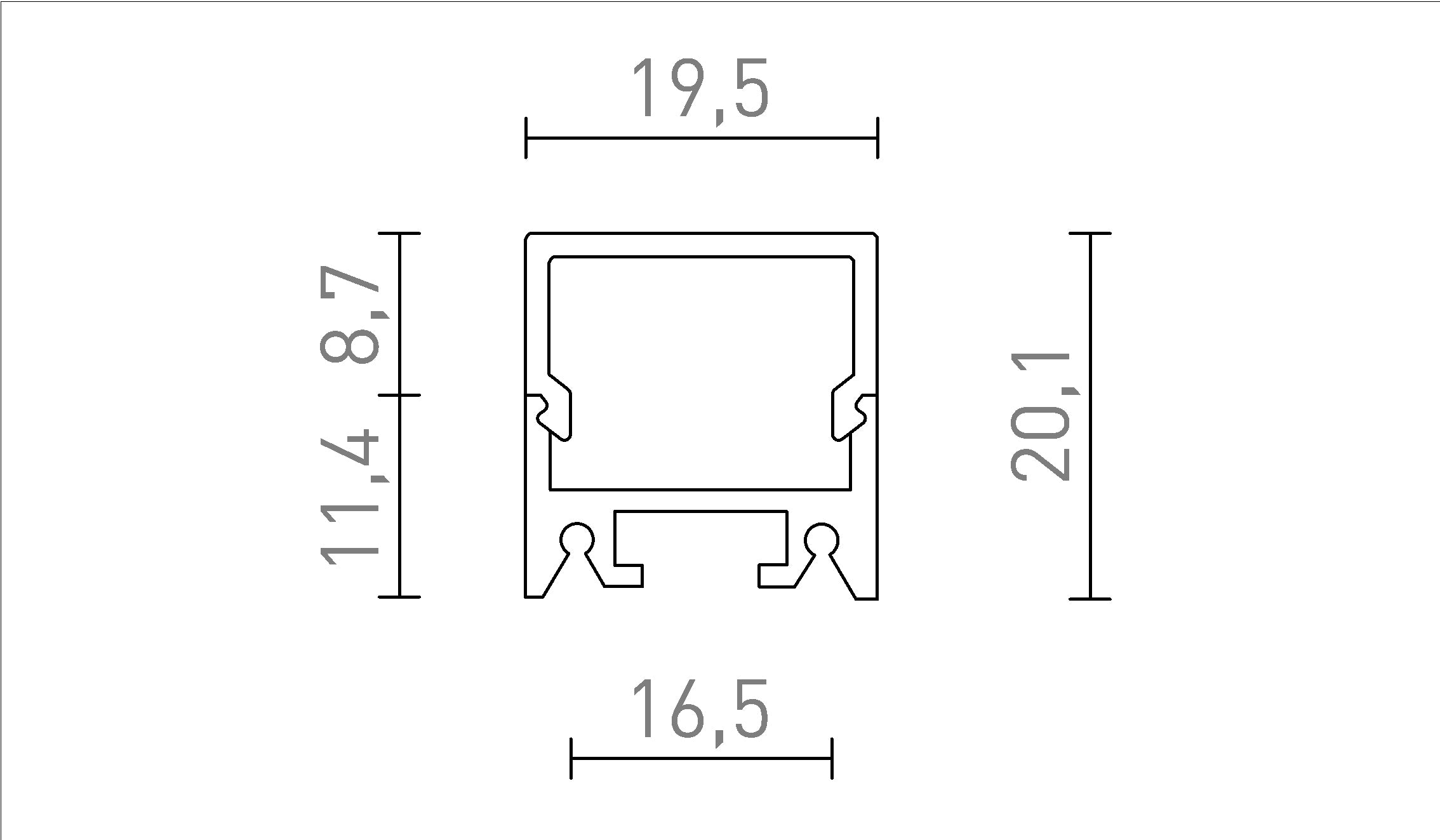 LED ПРОФИЛ D ЗА МОНТАЖ D - Product sketch