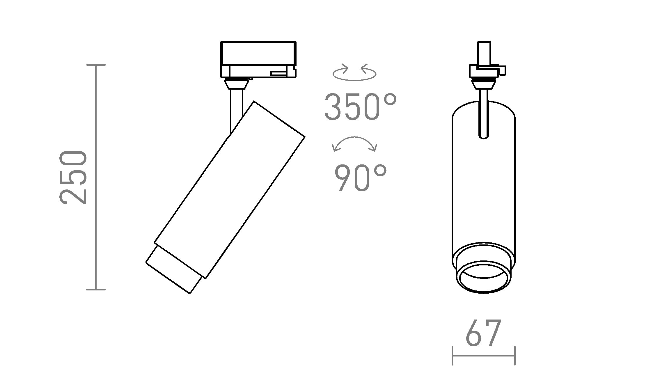 FOCUS 20 DIMM für 3-Phasen-Stromschiene - Product sketch