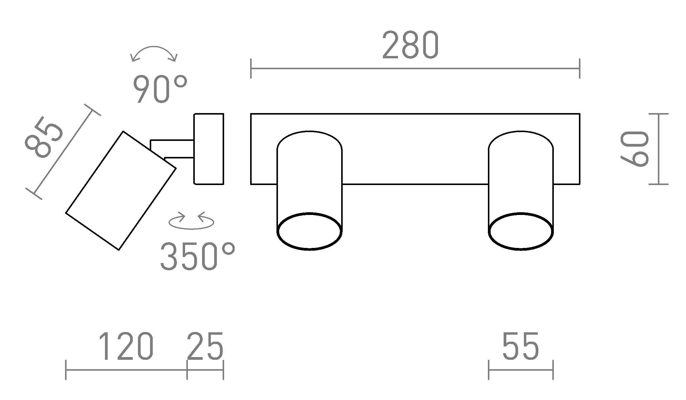 DUDE II surface mounted lamp - Product sketch