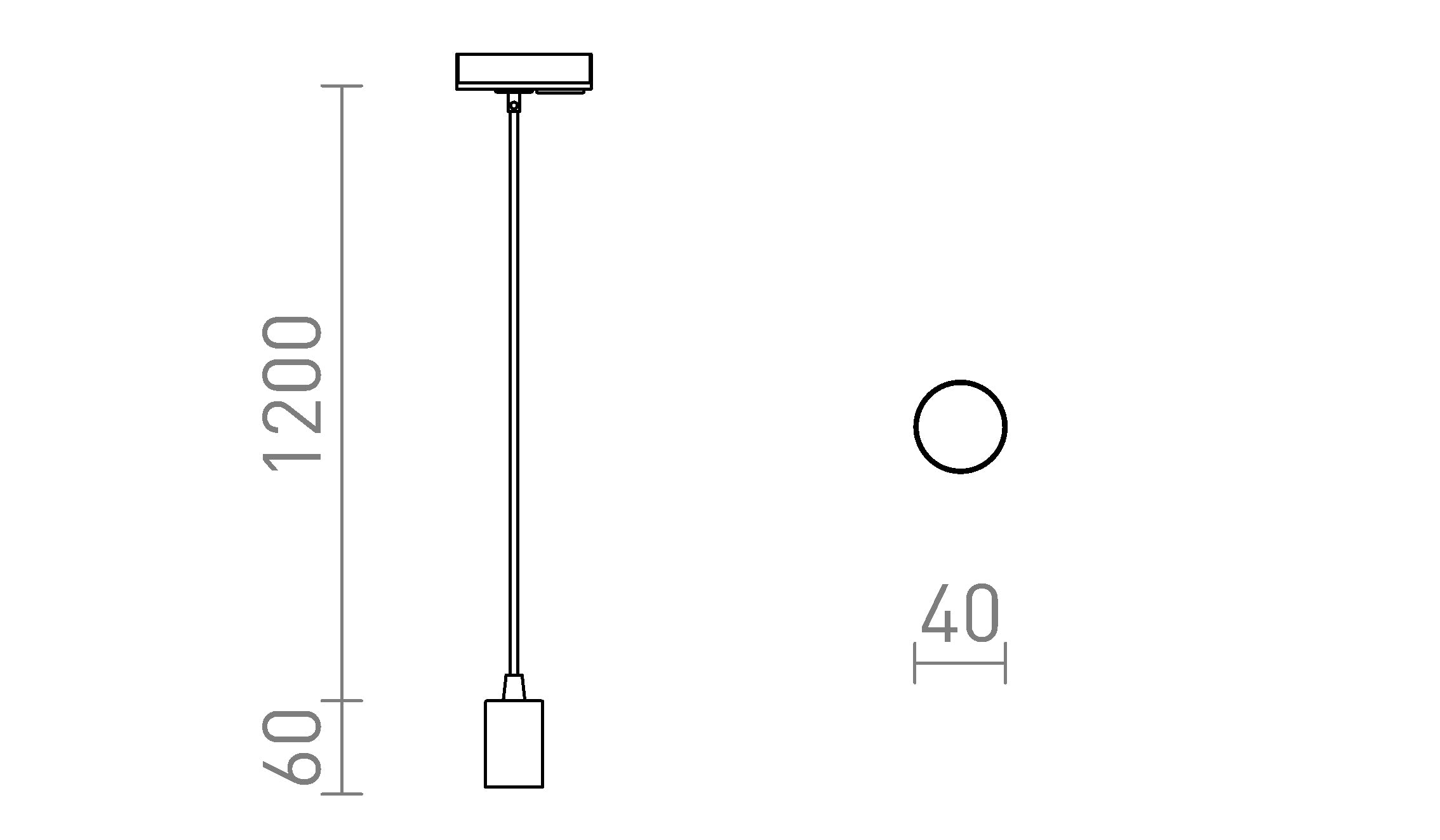 ARAQ  za 1F tirni sistem viseča lampa - Product sketch