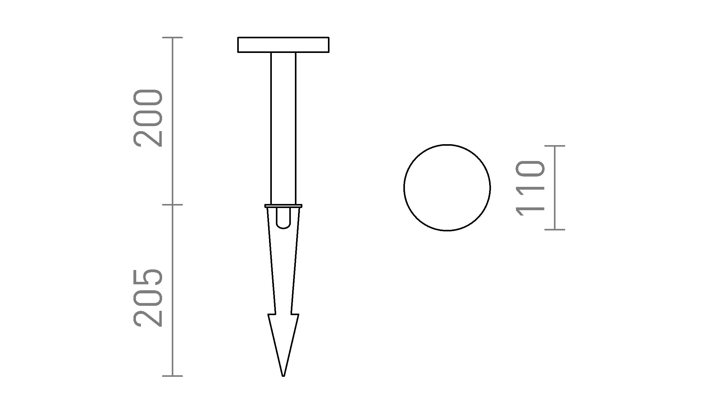 GEVALIA 20 on spike lamp - Product sketch