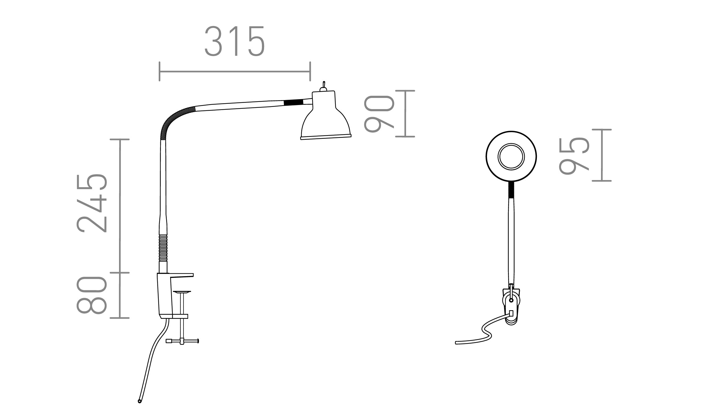 HARMONY  with clamp for desks - Product sketch