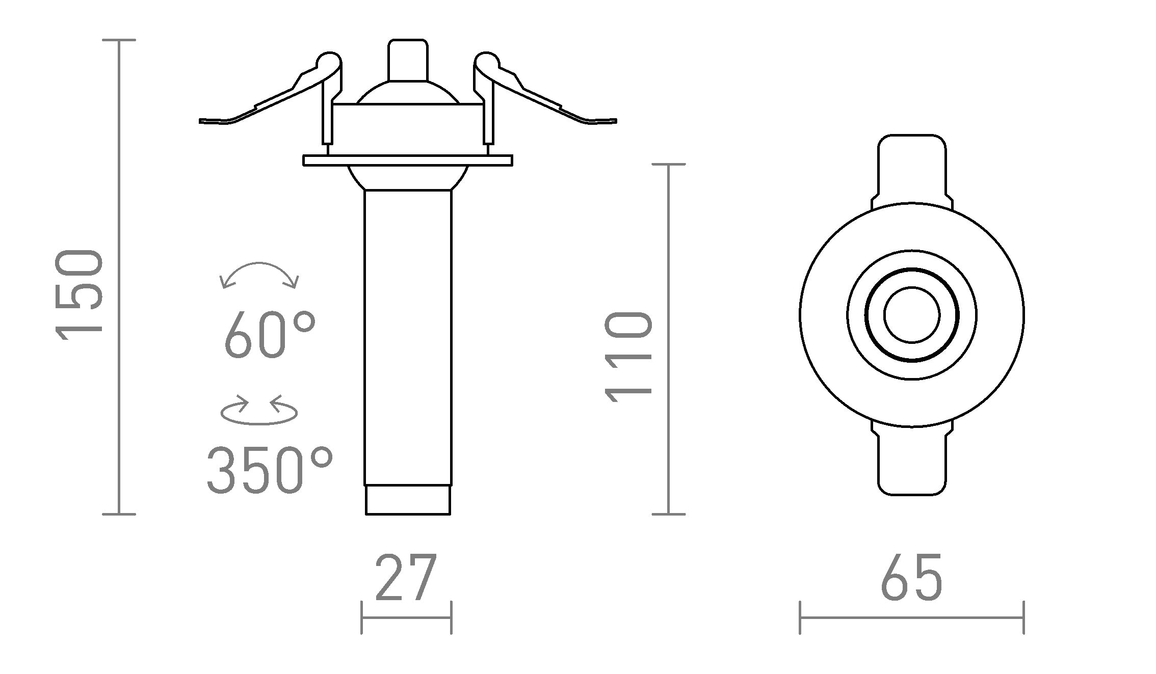 LUMIS 11 DIMM recessed lamp - Product sketch