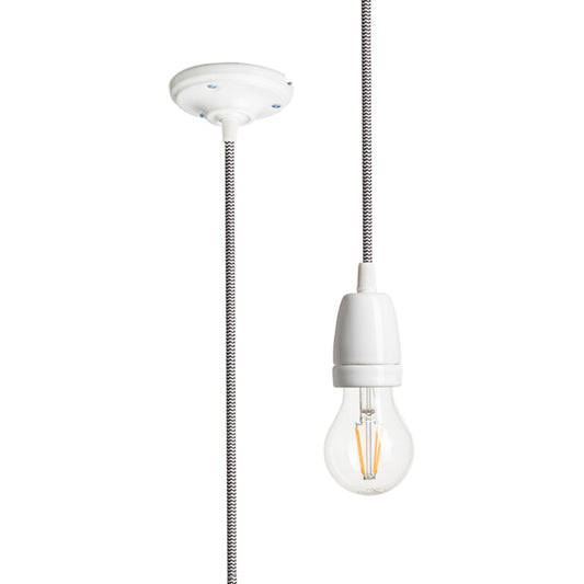 RENDL shades, shade bases, pendent sets FABIO pendant set black/white porcelain 230V LED E27 15W R10617 1