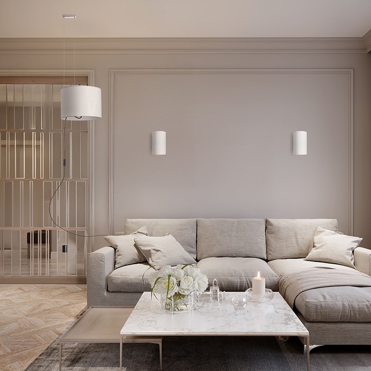 RENDL wall lamp RON W 15/25 wall  Polycotton white/white PVC 230V LED E27 15W R11492 3