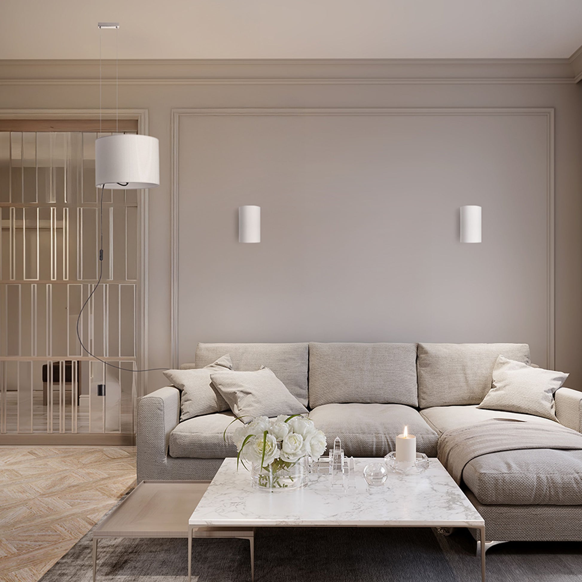 RENDL wall lamp RON W 15/25 wall  Polycotton white/white PVC 230V LED E27 15W R11492 3