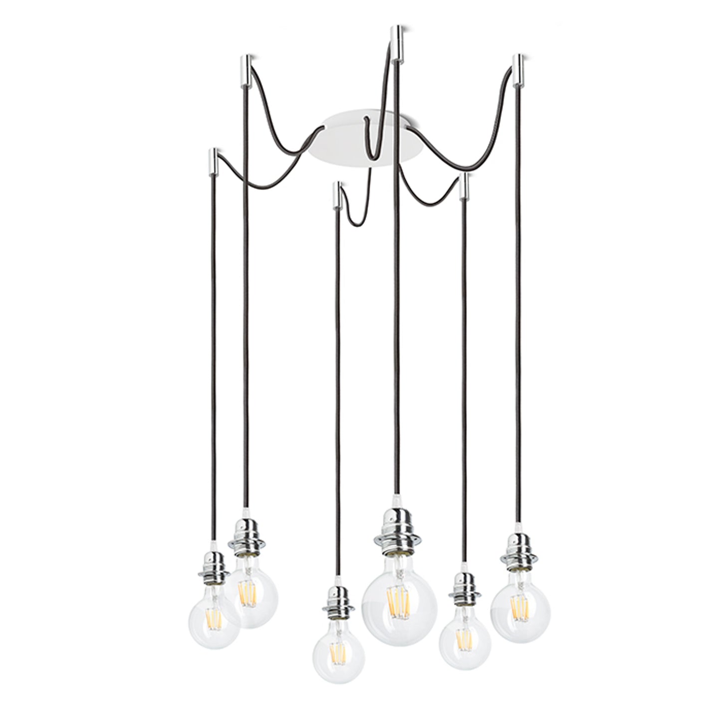 RENDL shades, shade bases, pendent sets KOMBIX 6 pendant set WB+BC+CHF   230V LED E27 6x15W R11780 2