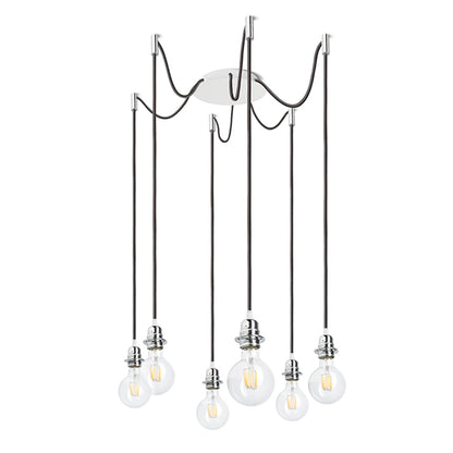 RENDL shades, shade bases, pendent sets KOMBIX 6 pendant set WB+BC+CHF   230V LED E27 6x15W R11780 2