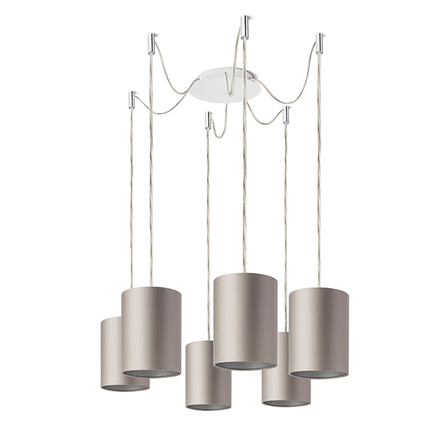 RENDL shades, shade bases, pendent sets KOMBIX 6 pendant set WB+TC+CHF   230V LED E27 6x15W R11783 3