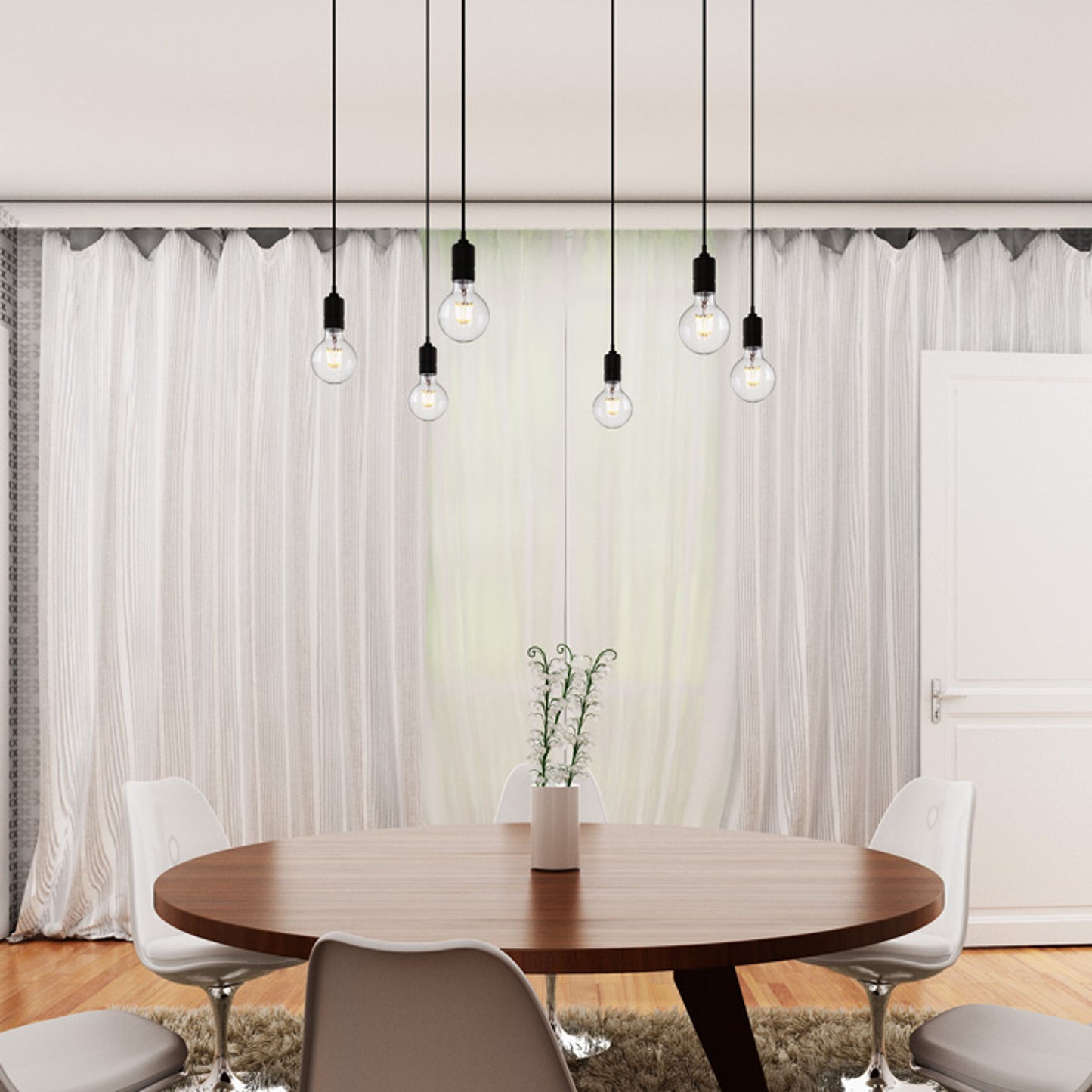RENDL pendant lamp CINDY VI pendant black  230V LED E27 6x15W R12054 6
