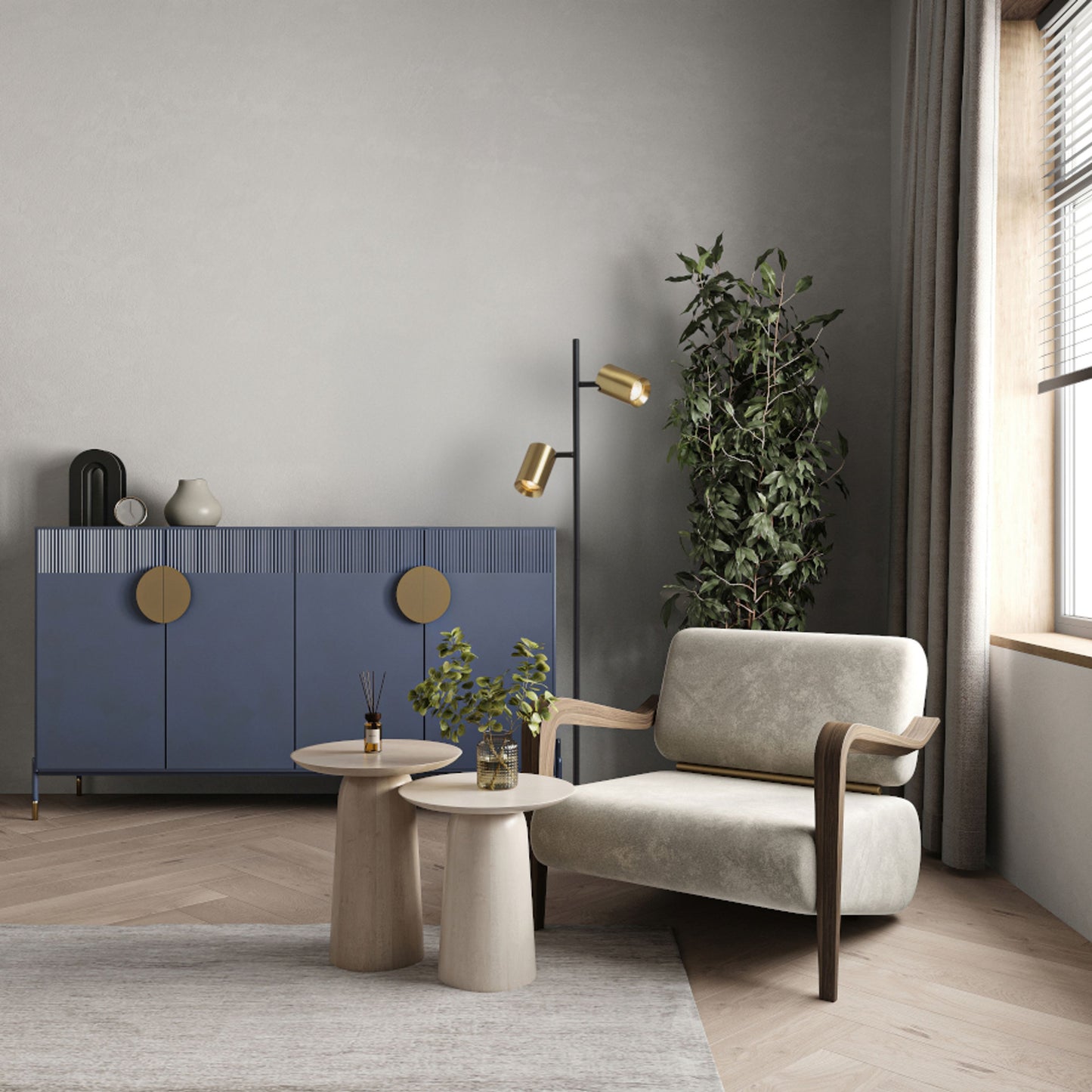 RENDL floor lamp FLYNN II floor  black/brushed brass 230V LED GU10 2x9W R14267 6